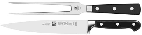 ZWILLING Professional S Messer-Set, 2-teilig (Fleischmesser 20 cm, Fleischgabel 18 cm), Rostfreier Spezialstahl/Kunststoff-Griff mit Nieten, Schwarz [Made in Germany], schwarz