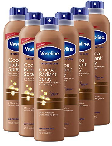 Vaseline Intensive Care Spray Moisturizer For Dry Skin Cocoa Radiant Made With 100% Pure Cocoa Butter 6.5oz (Pack of 6)