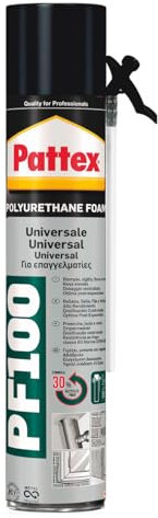 Pattex PF100 Espuma de poliuretano universal manual, espuma de aplicación universal que rellena, sella, fija y aísla, aplicación manual con cánula espumadora, 750 ml