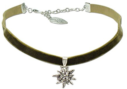 Alpenflüstern Trachten-Samt-Kropfband Strass-Edelweiß klein - Trachtenkette enganliegend, Kropfkette elastisch, Damen-Trachtenschmuck, Samtkropfband schmal in traditionellen Farben DHK099