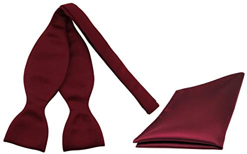 TigerTie schöne Satin Selbstbinder Fliege + Einstecktuch Uni einfarbig