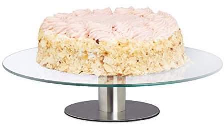 Relaxdays Plato giratorio para tartas, base, plato para decorar, plato giratorio para tartas, 30 cm de diámetro, transparente, 1 pieza