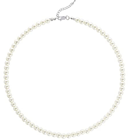 BABEYOND Perlenkette Damen Weiße Perlen Halsketten für Frauen und Mädchen Kurze Runde mit 6–10 mm Perlen Schmuck
