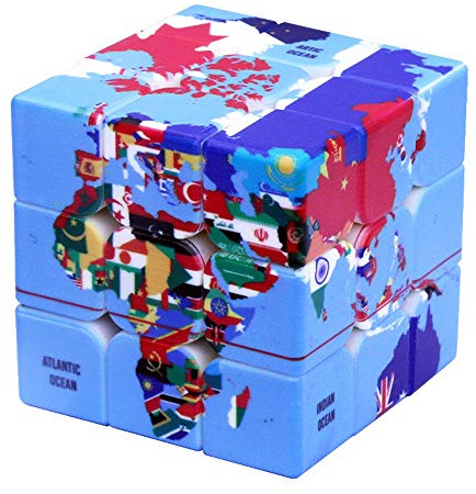 Speed Cube World Map Design Magic Cube Puzzle,IQ Games Puzzles Relief Effect Adult Toys,5.6cm/2.2