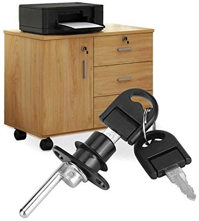 Serratura Cassetto in Lega di Zinco, 2 Pezzi Serrature Armadio con Chiave, Cassetti Serratura a Cilindro per Cassetto per Vetrine, Classificatori, Cassetti, Armadi, Scrivanie, Mobili (16mm-Nero)