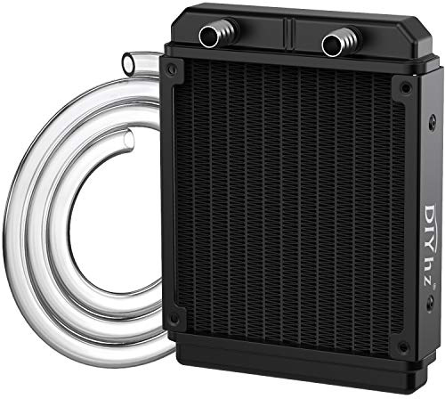 DIYhz Radiateur d'ordinateur de refroidissement à eau, 12 tuyaux en aluminium, échangeur de chaleur liquide, radiateur de refroidissement liquide 120 mm pour CPU PC Laser Système de refroidissement à
