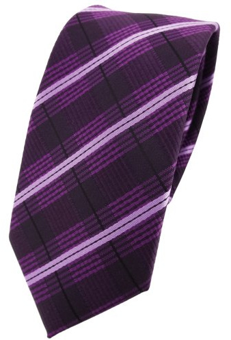 TigerTie - Corbata de diseño estrecho con estampado de rayas. Ancho de la corbata: 6 cm. Morado Lila Lila Lila Negro Talla única