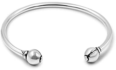 Passo Pulsera mujer plata - Kinipo es uno de esos regalos para mujer ideal - Es un brazalete abierto con bolas en los extremos y ajustable