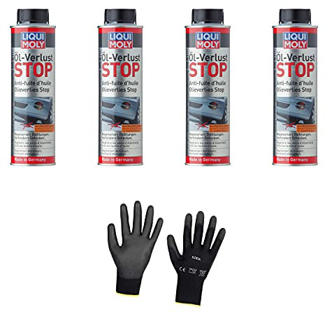Iloda 4xOriginal Liqui Moly 300ml Öl-Verlust Stop Oil Leak Stop 1005 Schutzhandschuhe