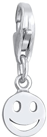 Nenalina Lächeln Gesicht Karabiner Charm Anhänger Bettelarmband 925 Silber | Damen-Charm-Anhänger für alle gängigen Charmträger Charm-Club Clasp-Charms 925er Sterling-Silber