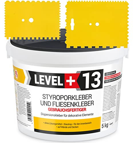 Styroporkleber 5kg + 2St. Zahnspachtel Kunstoff, Korkkleber Renoviervlies Dispersionkleber Flisenkleber Montagekleber SET RM13
