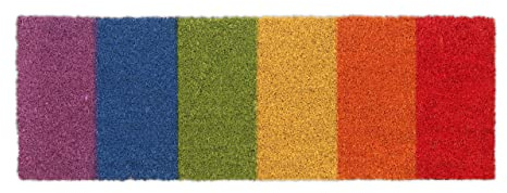 Relaxdays Zerbino in Fibra di Cocco, Tappetino Ingresso, Design Arcobaleno, Indoor & Outdoor, 75 x 25cm, Multicolore