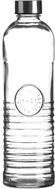 WESTCRAFT Oriental 1 Liter Schliff Glas Wasserflasche mit Schraubverschluss, luftdicht, Silikonabdichtung, Kühlschrank Wasser Trinkflasche, Vintage Glasflasche Flasche (Vintage Stripe)
