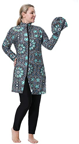 Muslimska badkläder i plusstorlek för kvinnor Burkini islamisk baddräkt(3XL, Z7)