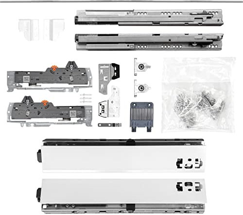 BLUM Schubladenschienen TANDEM SET; Zargenhöhe 68mm, mit TIP-ON BLUMOTION Einheit, 30kg, NL550mm, Seidenweiß, bis max. KB1400mm