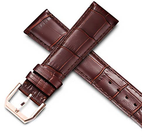 BONOOL Uhrenarmband für IWC-Fliegeruhren Portofino PORTUGIESER Herrenarmband-Uhrenzubehör Echtleder-Uhrenarmband Uhrengürtelkette (Farbe: Braun-RoseGoldVerschluss1, Größe: 22 mm)
