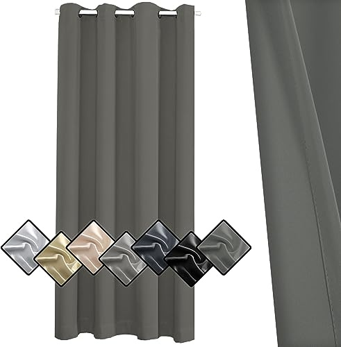 Sichtschutz Blickdichter Vorhang 300x200cm, Ösenvorhang Blickdicht, Geräuschreduzierung leichte weiche für Wohnzimmer Dekorative,Grau 1 Stück (HöhexBreite)