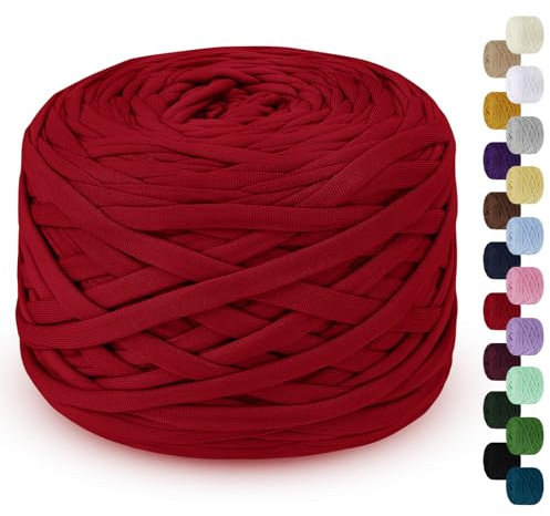 LEREATI Fettuccia per Borse a Uncinetto 285g/100m Cordino per Borse Uncinetto, Filato per Uncinetto, Cordoncino per Borse, Cestini, Tappeti, Fai da Te, Decorazioni, Artigianato (Rosso)