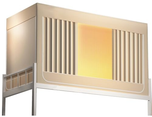 Leodun Bettzelt Betthimmel für Erwachsene und Kinder,Tragbare Verdunkelungs-Schlafzelte, Traumzelte für den Innenbereich mit Moskitonetz, 3 Türen Atmungsaktive Sichtschutzzelte,Beige,190×90×110cm