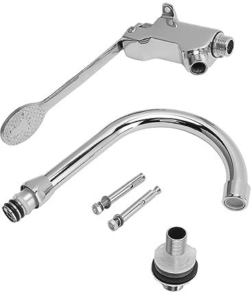 Foot Pedal Faucet Kit, Foot Pedal Control Valve Faucet Stainless Steel Kitchen Sink Water Tap Vertical Basin Switch Faucet