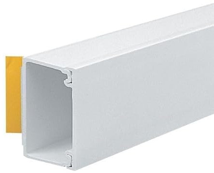 25mm x 40mm PVC White Electrical Cable Cover Mini Trunking Conduit Wire Tidy Self Adhesive + Bends (25mm x 40mm 2 x 1Mtr Length)