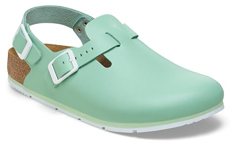 Birkenstock Tokyo Pro lädertofflor i begränsad utgåva – högkvalitativa läderskor med anatomiskt formad fotbädd, Matcha, 43 EU