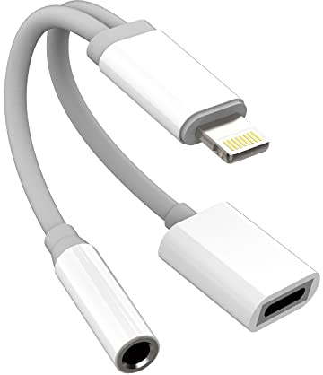 Adaptateur Chargeur Casque (2-en-1) Lightning vers Jack 3,5mm Accessoires Câble Aux pour Apple pour iPhone 14 13 12 11 Pro Max pour iPad Mini Aux Voiture Dongle Casques Charge Prise