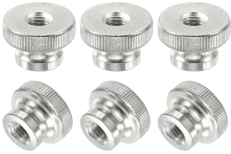 sourcing map Knurled Thumb Nuts, 6Pcs M10 Carbon Steel Nut High Head Through Hole for 3D Printer Part, Silver