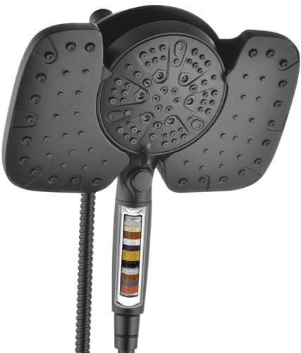 INAVAMZ Black Shower Heads with Handheld Spray Combo 2.5GPM: 10” Rainfall Shower Head & Detachable Shower Head, 9 Spray Settings Handheld Shower Head with ON/OFF Switch and 15-Stage Filter