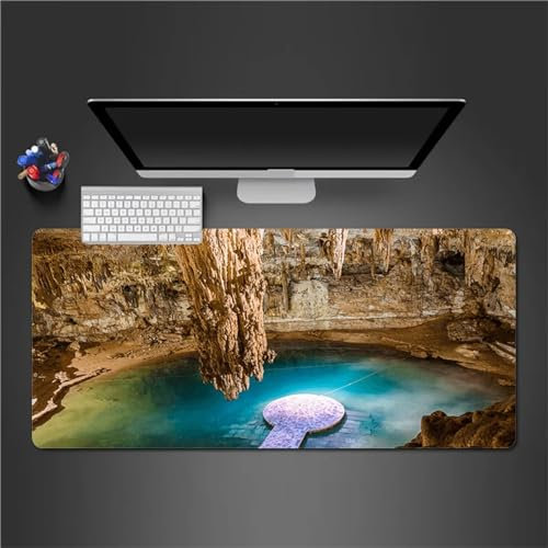 Mauspad Gaming Höhlenlandschaft Mauspad XXL 1200x600x3mm Verlängertes Großes Schreibtischauflage mit Einer speziellen Oberfläche verbessert Geschwindigkeit und Präzision für PC Laptop