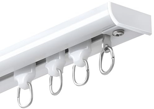 Decken-Vorhangschiene Raumteiler-Gardinenschiene Deckenmontage Schienensystem Vorhangstange Für Schiebevorhang(White,70cm)