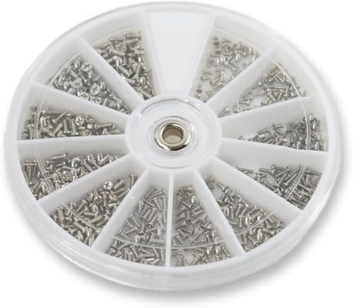 Sortiment mit 600 kleinen Schrauben und Muttern aus Edelstahl, M1, M1.2, M1.4, M1.6, für Uhren und Brillen