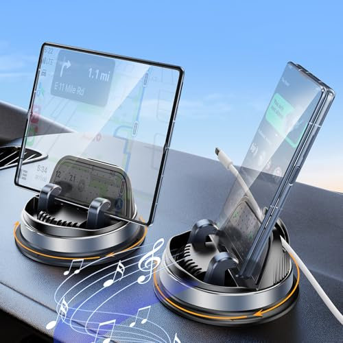 Z Fold 6 Handyhalterung Auto,[Ton verstärken]360°Drehbar Car Holder,Armaturenbrett Kleben Handy Halterung Auto,iPad Mini Phone Car Mount für iPhone 16/15 Pro Max Samsung S25/S24/S23 Ultra Z fold 4/5