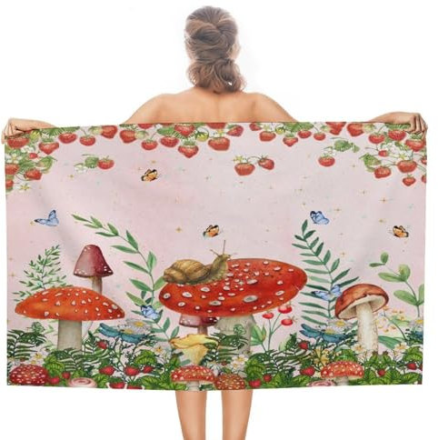 Strandtücher, Rustikale Frühlingsgarten-Erdbeere Badetuch Leichtes Sporthandtücher Mikrofaser Duschtuch Für Fitness Outdoor Männer 80X130Cm