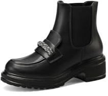 QUEEN HELENA Stivali Chelsea Bassi Stivaletti Casual con Strass Donna X31-46 (Nero, Sistema Taglie Calzature EU, Adulto, Donna, Numero, Media, 39)