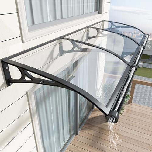 Vordach Für Haustür,Polycarbonat Bogenvordach für Balkon Fenster,Mit Beidseitiger Abfluss Regenrinne,Aluminium Haustürdach Überdachung Türdach Pultbogenvordach,FüR Terrasse Garten HauseingangTraufe