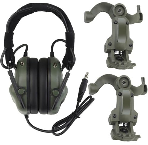 WQZXM Casque D'écoute Électronique Militaire Tactique Anti-Bruit Airsoft Chasse Sports Extérieurs CS Jeu De Guerre Armée(Green)