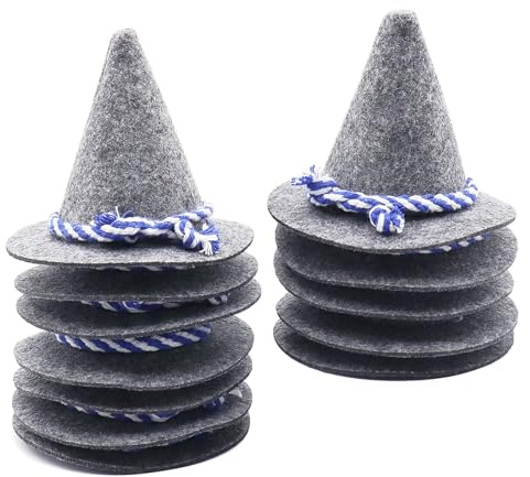 WANYI 12 Stück Oktoberfest Deko Klein Filzhut Mini Seppelhut Trachtenhut Bayrische Deko Oktoberfest Tischdeko mit Blau-Weißer Kordel fur Karneval Bayern Partydeko 8x10cm