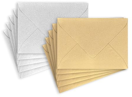 ÖKI Briefumschläge Gold/Silber | Für Für Gutscheinkarten, Geldgeschenke, kleine Grußkarten, etc. | 5 Stk. pro Farbe | Briefkuvert/Briefhülle | Größe C7 81 x 114mm | 10 Stück