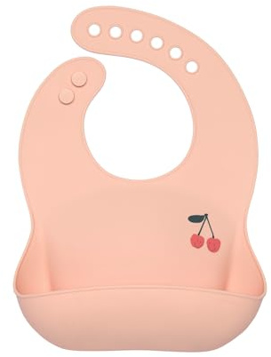 LÄSSIG Bavaglino in silicone per bambini Bavaglino per bambini con vassoio di raccolta lavabile in lavastoviglie/Happy Fruits Cherry