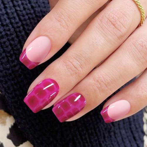 JMEOWIO Nagelfolie Rot Rosa French Tip Gel Nail Nagelfolien Selbstklebend Nagelsticker Uv Härtend Dekoration Nageldesign Zubehör