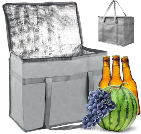 ACTOYS Kühltasche Groß, Faltbar, Isoliert, 41 x 23 x 33 cm, Grau