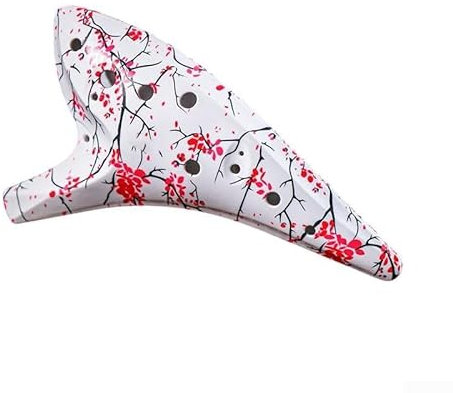 12-Loch-Okarina aus Kunstharz mit Umhängeband und Musikheft, ideales Blasinstrument zum Lernen und Aufführen (Blüte)