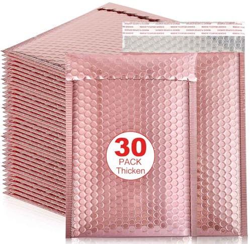Kinmsito 30 Stück Luftpolsterumschläge Holographisch, 18 x 29 Cm, Roségold