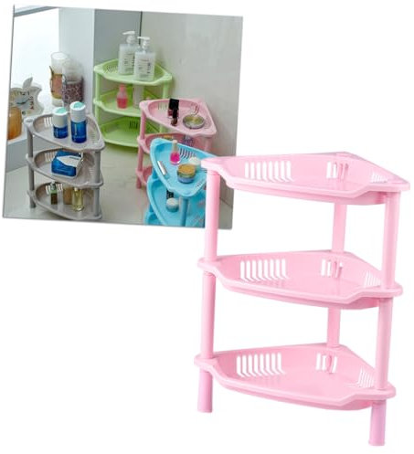 Eckregal aus Kunststoff 3-stufig Rosa für Bad und Schreibtisch Organizer