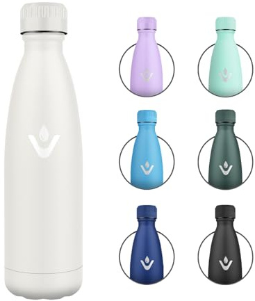 Bouteille Isotherme 500ml, Bouteille Inox sans BPA, Gourde Isotherme Double Paroi Réutilisable, Étanche, Gourde Métal pour École, Bureau, Sport, Yoga, Outdoor, Randonnée, Voyage, Femme, Homme