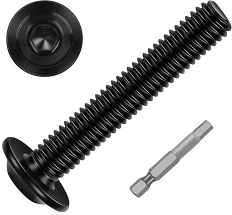 M8-1.25 x 60mm Flange Button Head Hex Socket Cap Bolts Screws, 304 Stainless Steel 18-8, Allen Socket Drive, Black Finish, Full Thread, Screwdriver Bit Included, 20 PCS