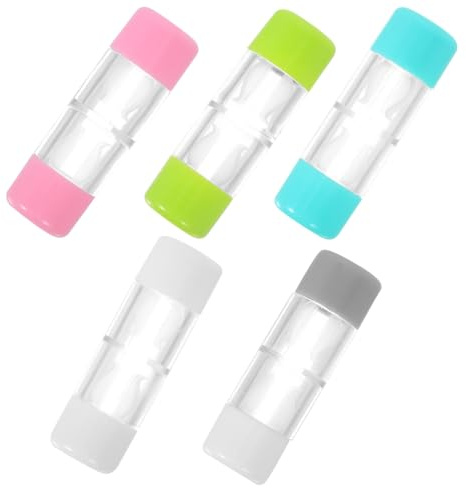 BIUDECO 5pcs Plastic Double-Ended Rgp Case Barrel Portable Lens Carrying Box for Travel Contact Lenses Storage Everyday Care