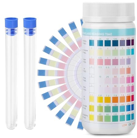 9 In 1 Aquarium Teststreifen, 200 Streifen Aquarium Test,Aquarium Wassertest Aquarium Teststreifen für Aquarien Aquarium Zubehör zur Messung von pH Wasserhärte Chlor Nitrit Im Aquarium Fischbecken