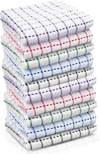 Sunshine Comforts Terry Tea Towels Pack of 10 – 100% Cotton Extra Large 40×70 cm Kitchen Dish Cloths Super Absorbent Lint Free Durable Tea Towels for Drying Dishes Cleaning & Kitchens